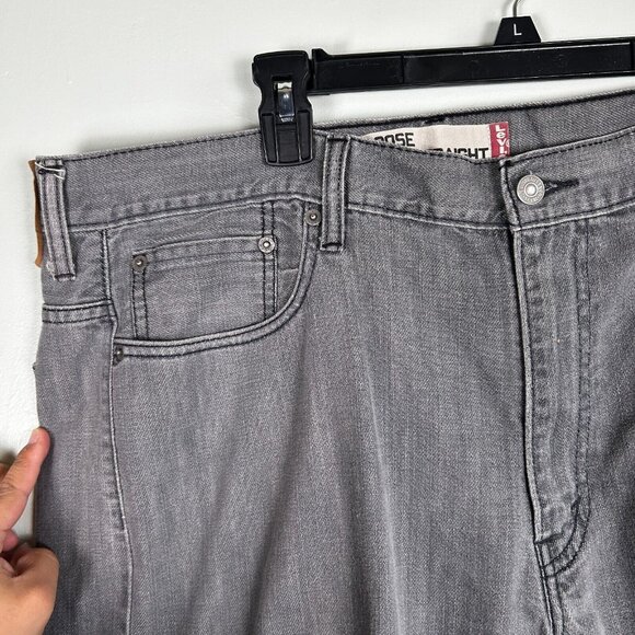 Levis Jeans Mens 40x30 Gray 569 Loose Straight Light Wash Cotton Denim - Picture 2 of 10